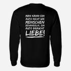 Schwarzes Langarmshirts für Auto-Liebhaber mit Spruch, Fahrzeug Enthusiast Design