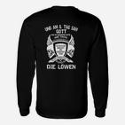 Schwarzes Langarmshirts für Herren, Löwen-Motiv & Motivationsspruch