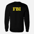 Schwarzes Langarmshirts mit Gelbem FBI-Aufdruck, Stylisches Statement Tee