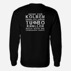 Vier Kolben & Turbo Power Herren Langarmshirts, Motorsport-Slogan Design – Schwarz