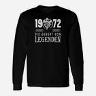 1972 Die Geburt von Legenden Langarmshirts für Herren, Schwarzes Retro Design