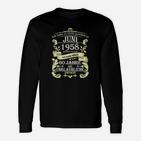 60 Jahre Unglaublich Langarmshirts, Geboren Juni 1958, Retro Geburtstags-Geschenk