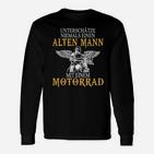 Alten Mann Motorrad Spruch Langarmshirts, Schwarzes Biker-Tee