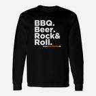 BBQ Beer Rock & Roll Herren Langarmshirts, Lustiges Grillparty Tee
