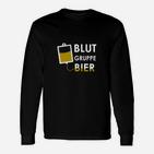 Blutgruppe Bier Herren Langarmshirts, Schwarz, Lustiges Party-Langarmshirts