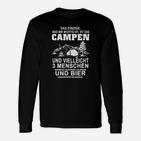 Camping-Liebhaber Langarmshirts Wichtig: Campen, 3 Personen & Bier – Schwarz