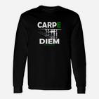 Carpe Diem Schwarzes Langarmshirts, Modernes Design mit Schriftzug