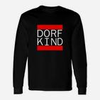 Dorfkind Grafik Langarmshirts in Schwarz, Lustiges Dorfleben Motiv