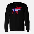 Elch Silhouette Flaggenmuster Norwegen Langarmshirts Unisex, Trendiges Design