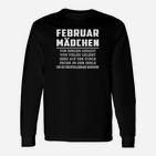 Februar Mädchen Schwarzes Damen-Langarmshirts, Geburtstags Design