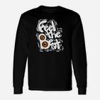 Feel the Beat Schwarzes Langarmshirts mit Lautsprechermotiv, Musik Tee