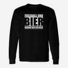 Fußball und Bier Herren Langarmshirts, Lustiges Langarmshirts für Fans in Schwarz