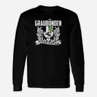 Graubünden Herren Langarmshirts Schwarz mit Wappen & Flügeldesign