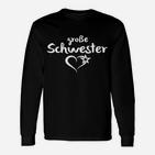 Große Schwester Langarmshirts, Schwarzes mit Herzstern-Motiv