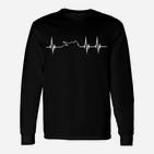 Herren Langarmshirts mit EKG-Herzschlag-Design in Schwarz, Mode für Mediziner