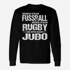 Herren-Langarmshirts mit Fußball Rugby Judo Motiv, Sportliches Spruch Langarmshirts