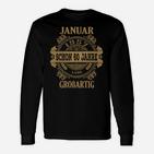 Januar 60. Geburtstag Langarmshirts, Vintage Design Jubiläumsfeier Schwarz