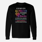 Juli-Geburtstags-Mädchen Langarmshirts Schwarz mit Spruch, Farbakzente