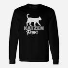 Katzen Papa Schwarzes Langarmshirts mit Silhouette-Design, Tee für Katzenliebhaber