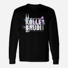 Kölle Brudi Langarmshirts: Stadtsilhouette & Spruch-Design, Schwarzes Tee