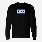 Kreta-Kennzeichen Design Schwarz Langarmshirts, Modisches Tee für Reiseliebhaber