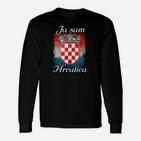 Kroatien Stolz Langarmshirts Ja sam Hrvatica, Wappen & Flaggenfarben Design