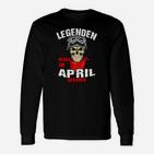 Legenden Geboren im April Langarmshirts, Schwarzes Skull-Design Tee