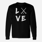 LOVE Golf-Motiv Unisex Langarmshirts, Design in Schwarz