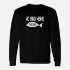 Lustiges Angler Langarmshirts Wo sind meine Fische? in Schwarz, Anglerbekleidung