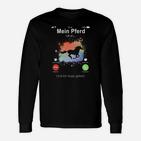 Lustiges Reiter Langarmshirts Mein Pferd ruft, Bunte Pferde-Silhouette