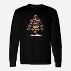 Lustiges Weihnachts-Langarmshirts Unisex mit Santa auf Moped, Schwarzes Motiv