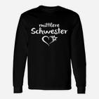 Mittlere Schwester Langarmshirts, Herz & Stern Design, Schwarz