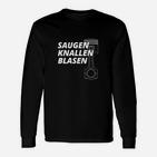 Motor-Langarmshirts mit Humor, Saugen Knallen Blasen Aufdruck – Schwarz