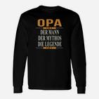 Opa Mann Mythos Legende Langarmshirts Schwarz, Lustiges Großvater Langarmshirts