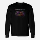 Psychedelisches Natur- und Klaviermotiv Langarmshirts in Schwarz