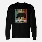 Rhinozeros Nashorn Rhino Vintage Style Retro Grunge Tiere Langarmshirts