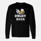 Rugby Beer Langarmshirts, Sportliches Langarmshirts mit Ball & Bier Motiv