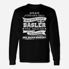 Schwarz Basler Stolz Langarmshirts mit Schweizer Spruch, Stilvolles Tee