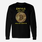 Schwarzes Bitcoin Langarmshirts mit Erfolgsslogan, Krypto-Mode