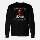 Schwarzes Cartoon-Teufel Langarmshirts The Devil Will I Do, Lustiges Spruch-Langarmshirts