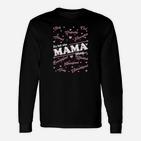Schwarzes Damen-Langarmshirts mit Mama-Print in Herzform, Geschenkidee
