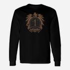 Schwarzes Herren Langarmshirts mit Vintage Wappen-Print, Retro Design Tee