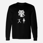 Schwarzes Herren Langarmshirts Vampir-Katze Cartoon-Design, Lustiges Tee