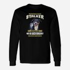 Schwarzes Hundemotiv Langarmshirts Persönlicher Stalker, Lustiges Tierfreund-Langarmshirts