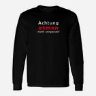 Schwarzes Langarmshirts Achtung Atmen Nicht Vergessen, Lustiges Spruch-Langarmshirts