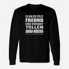 Schwarzes Langarmshirts für Männer, Aufschrift Januar-Mädchen Freund