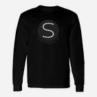 Schwarzes Langarmshirts Kreisdesign mit S-Motiv, Unisex Grafikshirt