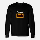 Schwarzes Langarmshirts mit Benz Hub Logo-Print, Modisches Design