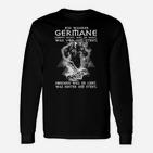 Schwarzes Langarmshirts mit Germanen-Motiv, Spruch Ein wahrer Germane