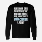 Schwarzes Langarmshirts mit Münchner Spruch, Weiß-Blau Design